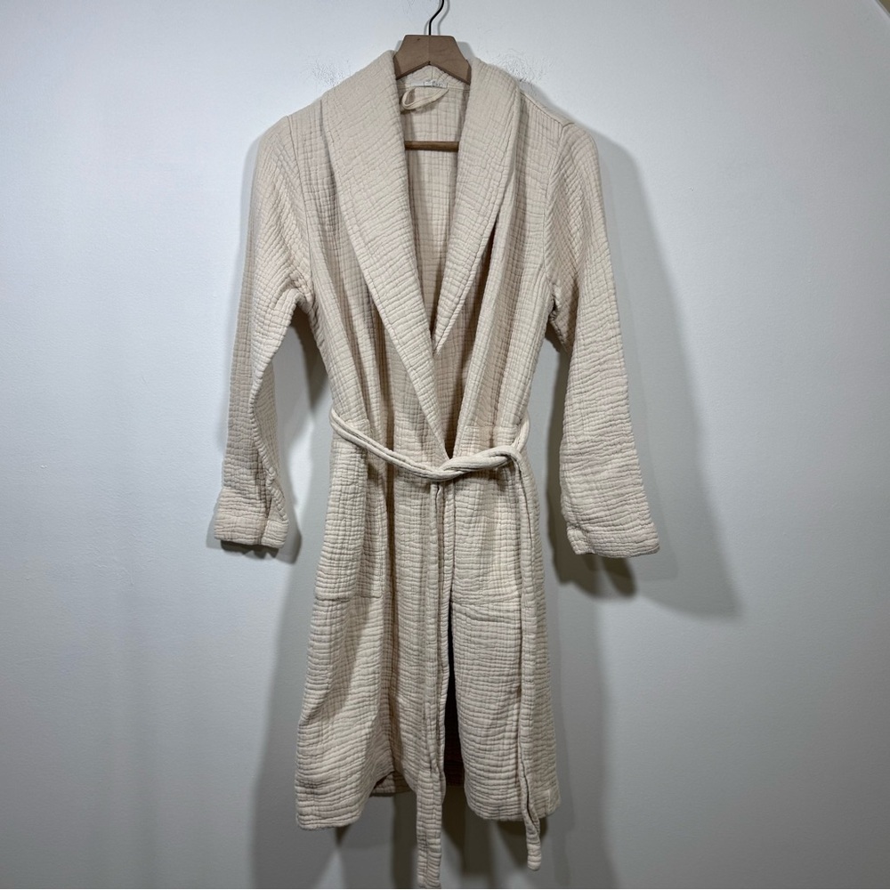 Skin Organics 100% Organic COTTON Wrap Robe Beige Women's Small Soft Comfy